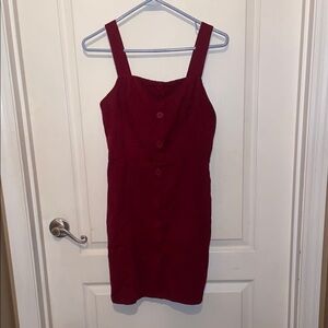 Elegant Red Button-Up Dress